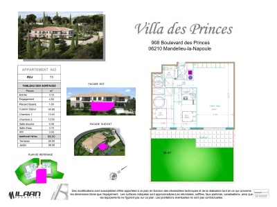 T3 EN REZ DE JARDIN A VENDRE - MANDELIEU LA NAPOULE - 89.5 m2 - 726�000�&euro;